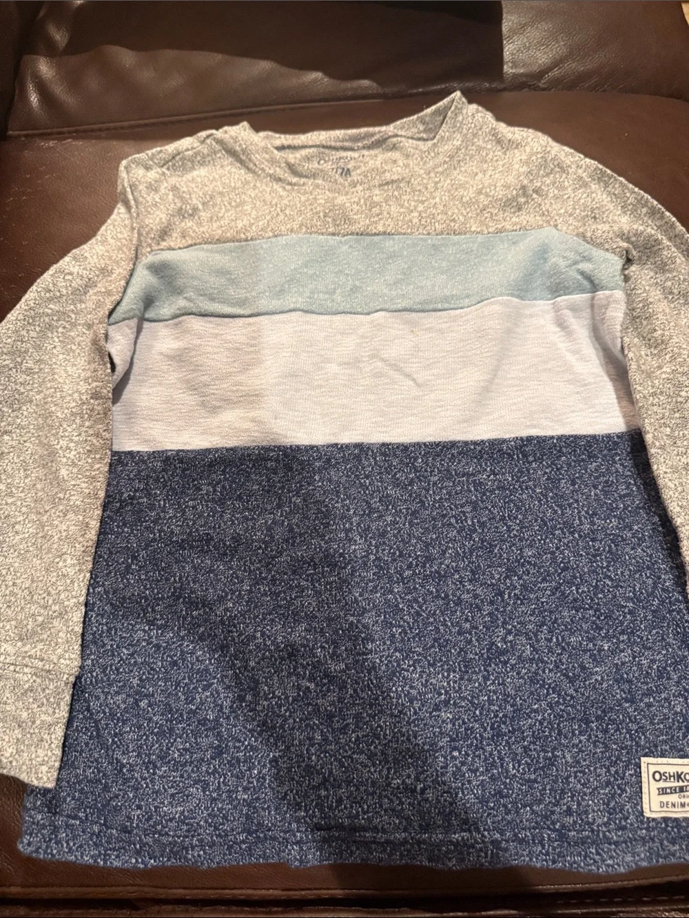 OshKosh B'gosh Gray and Blue Colorblock Long Sleeve Sweater